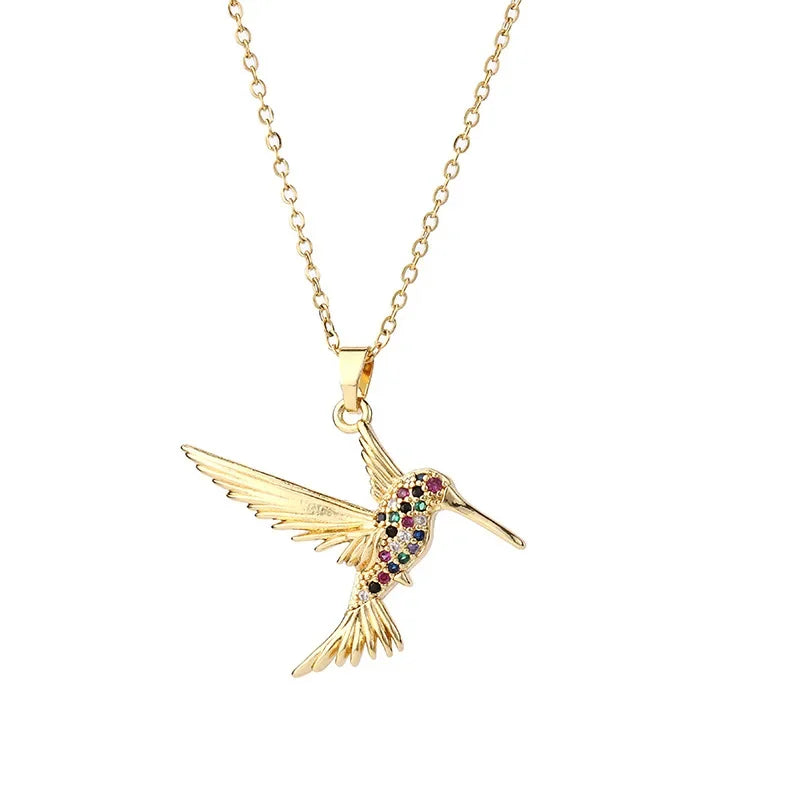 Micro-Pave Zircon Hummingbird Necklace