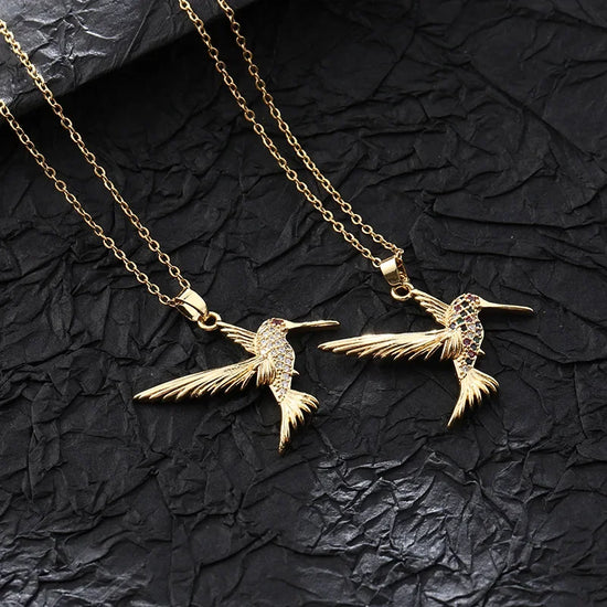 Micro-Pave Zircon Hummingbird Necklace