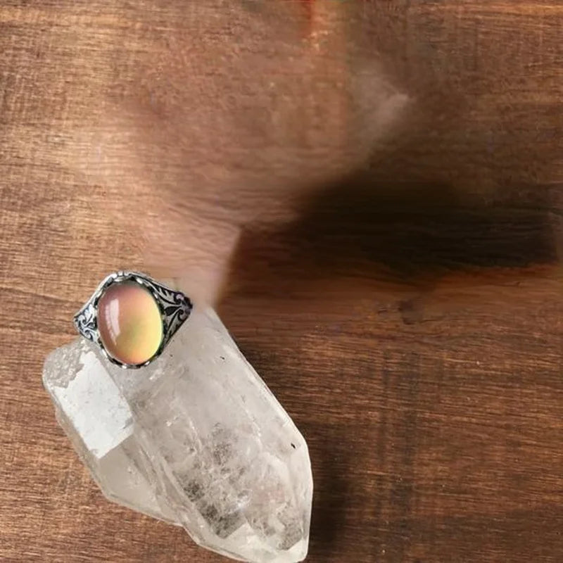 2022 Change Mood Ring Round Emotion Feeling Changeable Ring Temperature Control Gems Color Changing Rings for Women Female