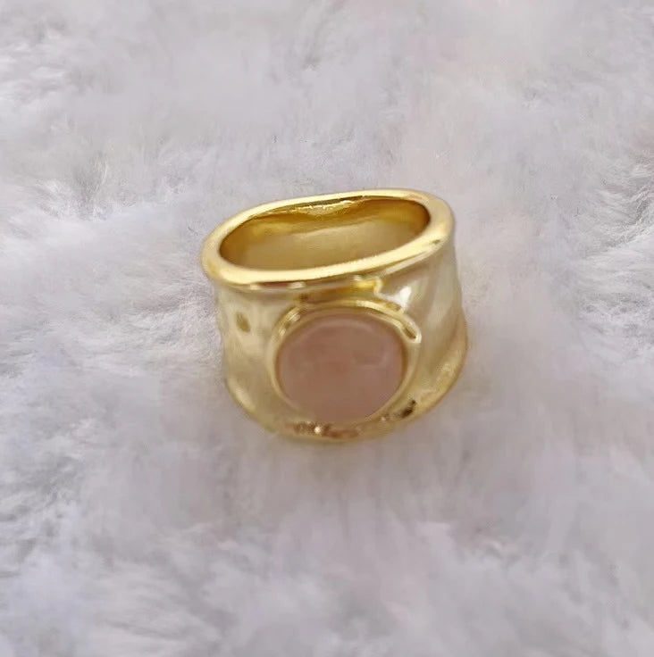 2023 New UNOde50 Fashion Silver Plated 925 Delicate  White Pink Gem Ring Women's Romantic Holiday Gift