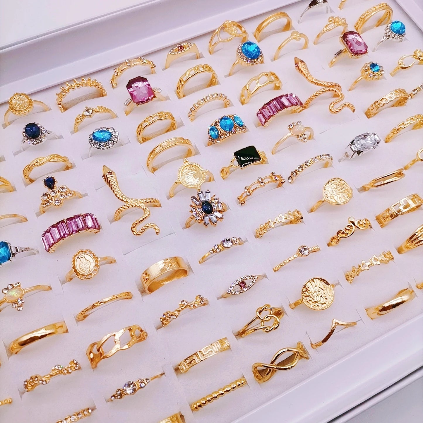 30Pcs/Lot Vintage Rings for Women Gem Snake Spider Gossip  Bohemian Party Girls Set New Wedding Ring Jewelry Love Gift Wholesale