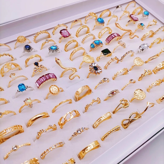 30Pcs/Lot Vintage Rings for Women Gem Snake Spider Gossip  Bohemian Party Girls Set New Wedding Ring Jewelry Love Gift Wholesale