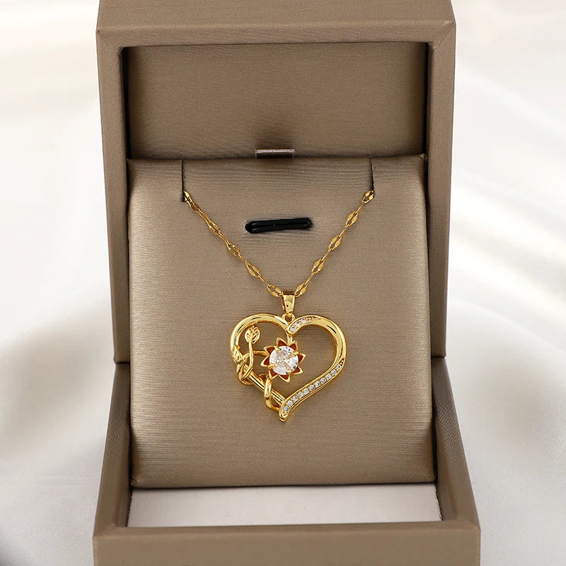 rotatable  sunflower necklace