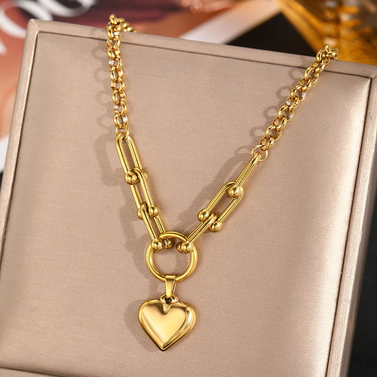 DGIDDK  Stainless Steel Design Sense Three-Dimensional Peach Heart Pendant Necklace Female Temperament Fashion Jewelry Gifts