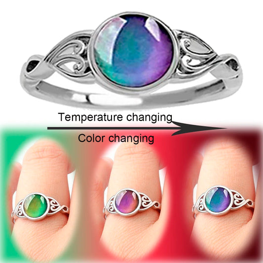 Color Changing Ring Round Emotion Feeling Changeable Ring Temperature Control Gems Adjust Mood Finger Rings for Women Female