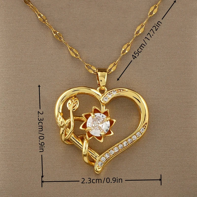 rotatable  sunflower necklace