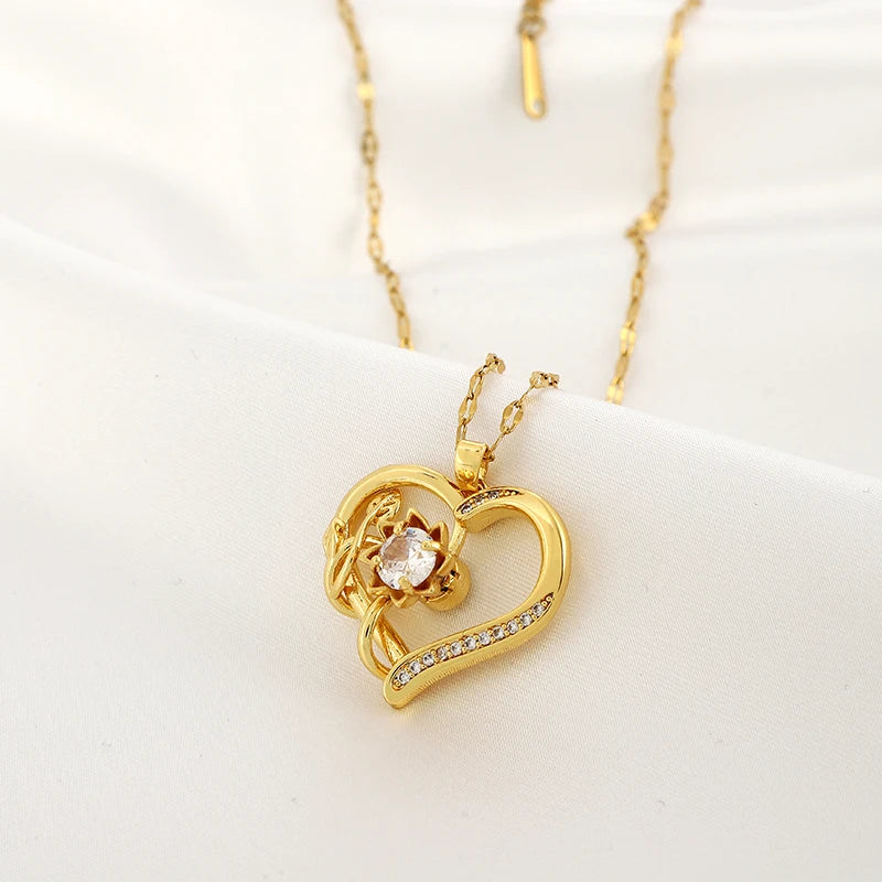 rotatable  sunflower necklace