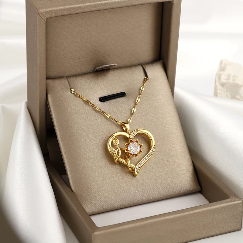 rotatable  sunflower necklace