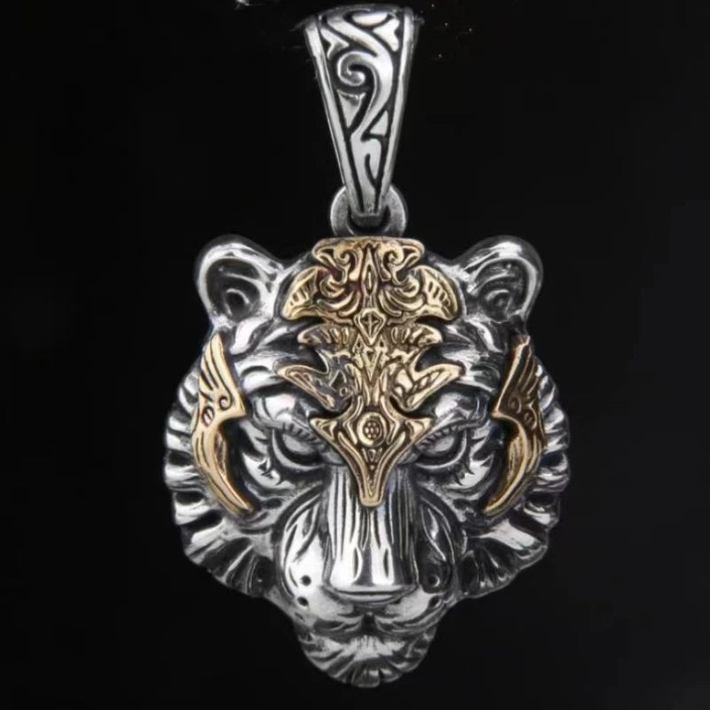 1pcs Vintage Necklace For Both Men And Women Fashion Trend Tiger Head Pendant Jewelry