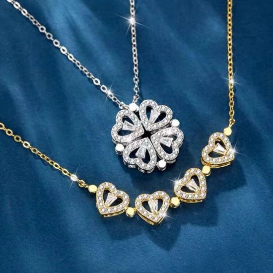 A two-wear lucky four-leaf clover pendant necklace personality women&